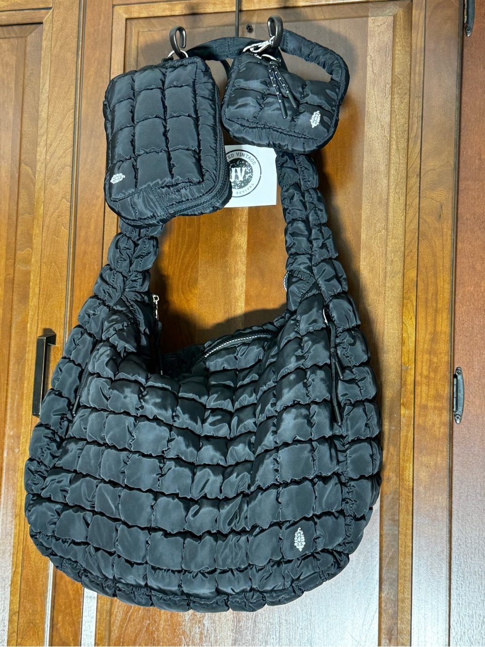 Free People Movement Carryall Quilted Puffer Shoulder Bag Bundle Black NWOT